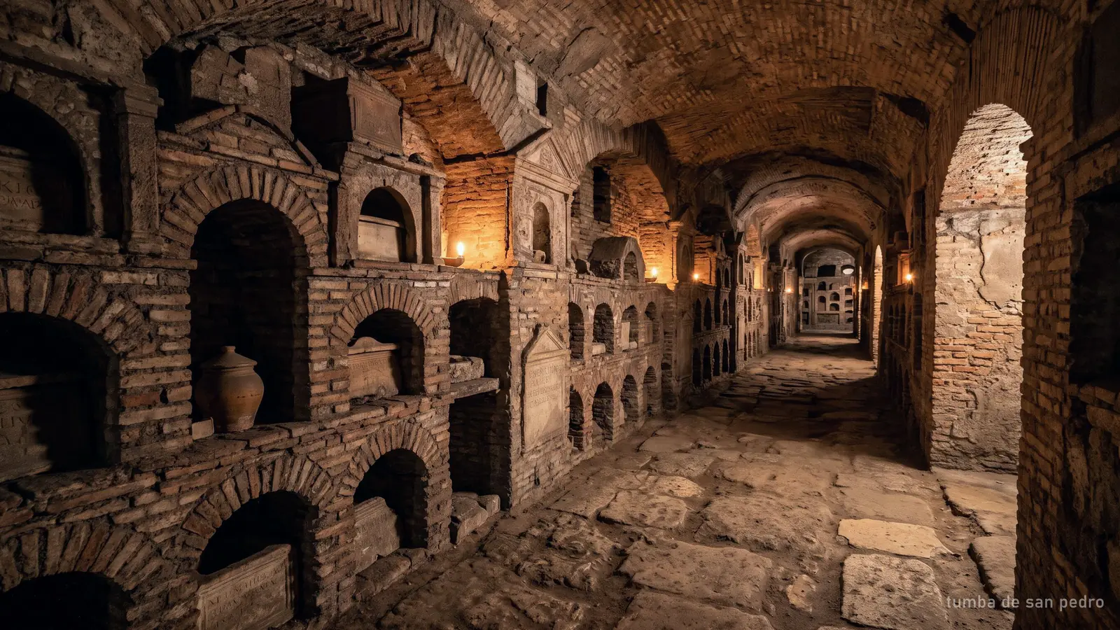 Tumbas romanas de ladrillo excavadas en la necrópolis bajo la Basílica de San Pedro (imagen generada)